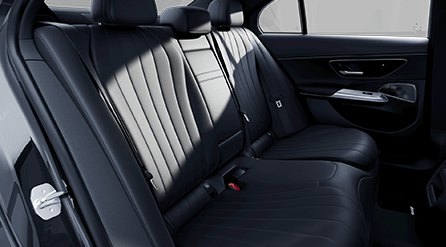 Rear cabin of the Mercedes-Benz E-Class with leather seats
